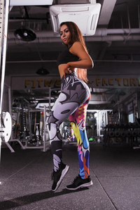 Leggings deportivos personalizados con bordado de chenilla Logotipo impreso digital en la cintura ODM Yogapants Crea tu propio diseño - Product Image 2