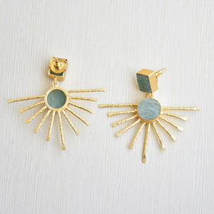 Boucles d'oreilles pendantes en laiton naturel, fabrication artisanale de qualité supérieure, semi-précieuses, finition polie, plaqué or, sans nickel, durables, qualité supérieure, prêtes pour le B2B - Product Image 6