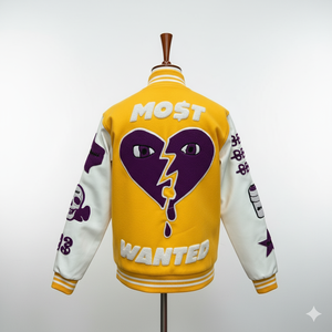 Veste de baseball personnalisée avec broderie, patch en chenille jaune, veste varsity streetwear unisexe, veste bomber hip hop pour hommes et femmes - Product Image 2