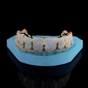 Real S925 totalmente helado rapero Moissanite dientes Grillz Hip Hop Vvs diamante redondo personalizado D Color Moissanite Grillz - Product Image 4