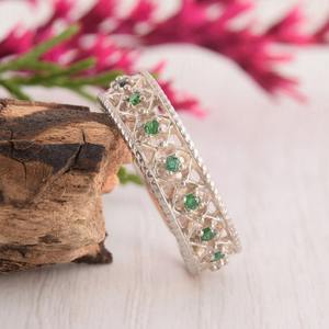 Tendencia 925 plata esterlina cuarzo verde anillo de piedras preciosas joyería hecha a mano plata estilo bohemio anillo joyería mujer regalo para niñas - Product Image 5