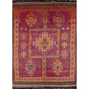 Tapis en laine noués à la main Nuray, motif géométrique rose et violet, pour la décoration de la maison, du salon, 9x12, grand tapis de couloir - Pae-4610 - Product Image 1