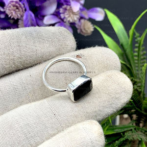Trendy Design Natural <b>Black</b> <b>Onyx</b> Gemstone <b>Ring</b> 8x10mm Baguette 925 Sterling Silver Bohemian Fine Handcrafted Womens Jewelry Gift - Product Image 3