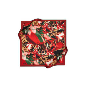<b>Red</b> Floral Summer <b>Scarf</b> with Custom Polyester Material - Product Image 1