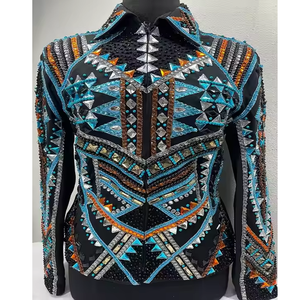 Veste d'équitation de style occidental pour femmes vêtements équestres avec tissu cristal 100% et coupe confortable en spandex - Product Image 1