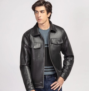 Chaqueta de Cuero Auténtico Original Más Vendida con Bolsillo, Chaqueta de Motociclista para Hombre, Chaqueta de Invierno para Hombre, Método de Tejido No Tejido - Product Image 1