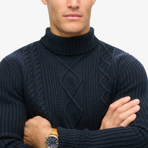 Pulls en tricot pour hommes coupe ajustée doux respirant à manches longues pull décontracté taille personnalisée hiver - Product Image 4
