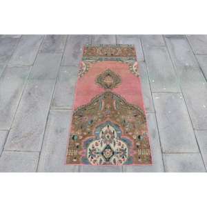 Tapis turc vintage, tapis de 2x4,5 pieds, tapis rayé rouge et bleu - Product Image 1