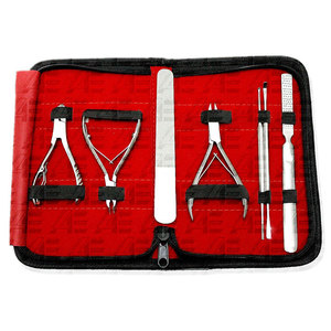 Podologie 7 pièces d'instruments de chiropodie en acier inoxydable, lame incurvée, outils professionnels de soin des ongles, pinces à ongles durables - Product Image 1