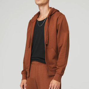 Pull-over thermique à capuche à manches longues unisexe en coton biologique Halki cannelle - Product Image 5