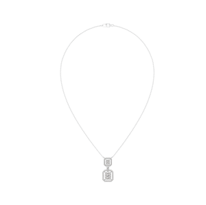 Pendentif en couches élégant et tendance pour femmes 950 platine avec VVS D Moissanite Double goutte carrée sur chaîne à maillons blancs personnalisable - Product Image 1