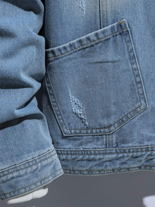 Personalizable de los hombres 100% Chaqueta de mezclilla de algodón Nueva moda láser impreso PU Material Street Style Casual XS Servicio OEM disponible - Product Image 4