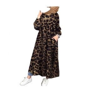 Vestido musulmán Abaya de manga larga para mujer, Túnica grande con estampado, caftán Hijab, ropa islámica suelta, 2023 - Product Image 1
