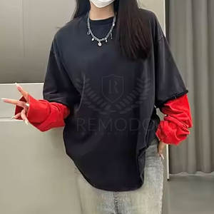 Camiseta de doble capa para mujer, Material de algodón y poliéster, camiseta de doble capa para mujer, camiseta de doble capa de estilo único para mujer - Product Image 2