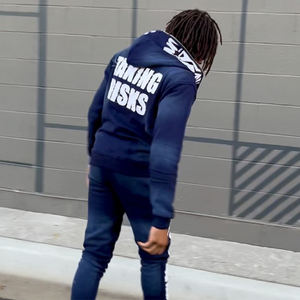 OEM personalizado Unisex de gran tamaño Boxy Sudadera con capucha pantalones de chándal conjunto Streetwear Vintage Jogging traje parche bordado peso pesado de talla grande - Product Image 5