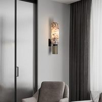 SIMIG moderne LED Designer mur albâtre noir laiton luminaire pierre naturelle pour maison chambre couloir décor chevet éclairage mural