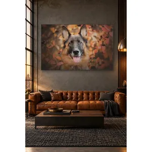 Impression sur toile de Fida, berger allemand parmi les feuilles d'automne - Product Image 2