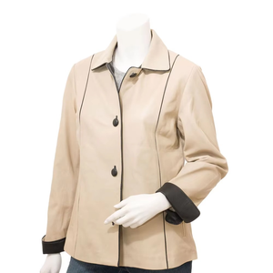 Chaqueta de Invierno para Mujer de Alta Calidad, Nueva Colección, Cuero Genuino, Satén, Moda Otoñal - Product Image 1