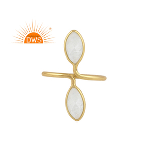 Superventas, Plata de Ley chapada en oro de 18 quilates, piedra de Luna arcoíris natural, piedra preciosa, anillo ajustable, fabricante de joyería fina Demi B - Product Image 1