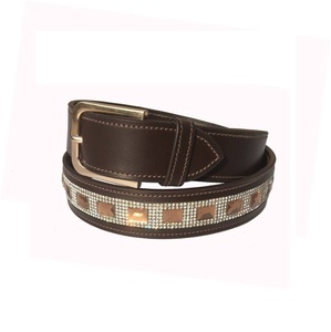 เข็มขัดโปโลหนังคริสตัลสีขาวและสีดำเข็มขัดโปโลหนังอินเดียโลโก้ตามสั่ง - Product Image 2