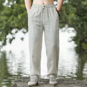 Best-seller Pantalon en lin pour homme Cordon ample Taille élastique Crayon décontracté Neuvième Pantalon Design haut de gamme Pantalon décontracté - Product Image 1