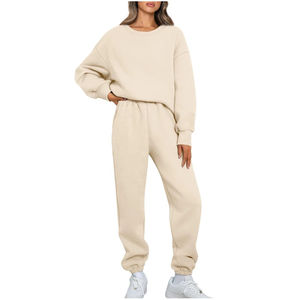 Survêtement Streetwear surdimensionné unisexe en molleton de coton épais respirant et solide ensemble de pantalons de survêtement à capuche tenue d'hiver décontractée 2-en-1 - Product Image 6
