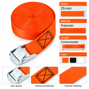 Sangle d'arrimage à boucle cam 25 mm en polyester 250 kg sans crochet pour la fixation de marchandises, usage intensif, fournisseur direct d'usine OEM - Product Image 4