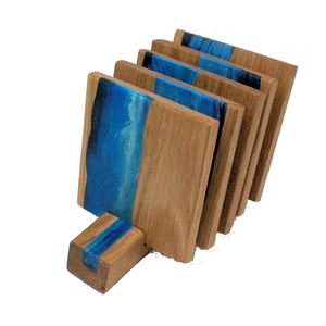 6 sous-verres en bois de bambou naturel, fait à la main, durable, avec dessous de verre élégants en résine - Product Image 2