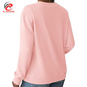 Femmes surdimensionné coton français éponge sweat solide goutte épaule col rond sweat Logo broderie Style décontracté pour l'hiver - Product Image 3