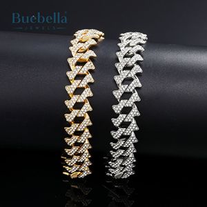 Hip Hop 14mm Iced out Clasp Cuban Link Bracelet <b>For</b> <b>Men</b> 18K Gold Bracelet <b>For</b> <b>Men</b> - Product Image 1