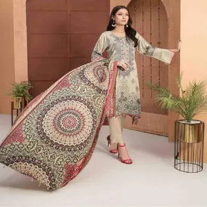 Embroidered Beautiful and Stylish Casual Wear Pakistan and Indian Linen 3 Piece suits by Tawakkal volume MOIRA Ethnic wears