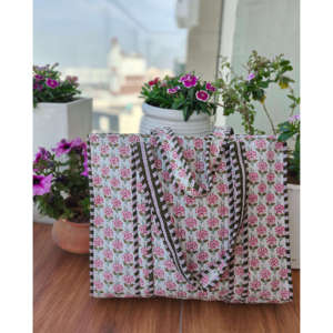 Bolsa de Mano Grande de Algodón con Estampado Floral para Mujer, Abierta, Moderna y Espaciosa - Product Image 2
