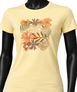 Camiseta de Mujer con Estampado Floral, Algodón, Casual, Manga Corta, Cuello Redondo, Verano, Venta al Por Mayor Directo de Fábrica - Product Image 6