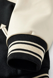 Veste universitaire pour femmes de haute qualité 2026, en laine personnalisée, manches en cuir, avec broderie en chenille - Product Image 4