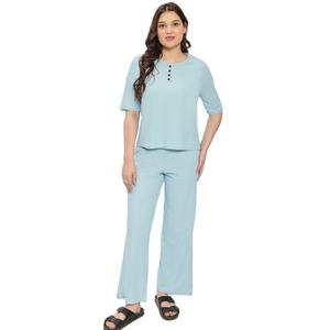 Conjunto conjunto exclusivo de mezcla de algodón para mujer, Top corto de punto, pantalón, traje de dos piezas, ropa informal, ajuste cómodo, proveedor OEM - Product Image 4