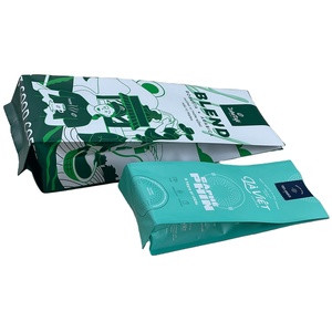 Venta al por mayor Haplast 250G logotipo impreso personalizado Color plástico fondo plano bolsas de café embalaje con válvula y cremallera - Product Image 1