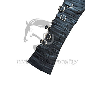 Pantalon à ceinture intégrée pour homme, personnalisé, en cuir noir respirant, coupe-vent, avec braguette mi-boutonnée, style motard premium - Product Image 4