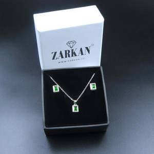 ชุดเครื่องประดับไข่มุกและเพทายสีเขียวมรกต Zarkan Green Treasure Box (ไข่มุกน้ำจืดทรงมรกตและทรงลูกแพร์ สำหรับงานปาร์ตี้และงานแต่งงาน) - Product Image 6