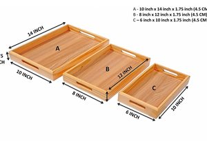 Prix de gros Plateau de service en bois au design moderne Set de table 3 Artisanat indien de haute qualité Nouveau meilleur plateau de service - Product Image 3