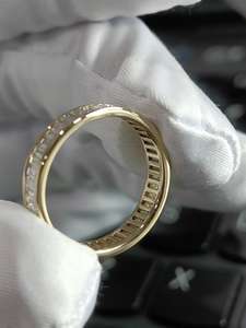 Full Eternity Band 14K Oro sólido Baguette Cut Lab Grown Diamond Proposing Ring Compromiso Wedding Party Gift Her For Partner - Product Image 4