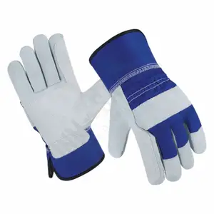 Takviyeli premium kanadalı rigger eldiven dana bölünmüş deri iş eldivenleri endüstriyel deri aşınma emniyet eldivenleri