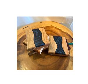 Sous-verres en résine et pierre de bois de style moderne faits à la main 100% bois pur pour la maison et le jardin - Product Image 3