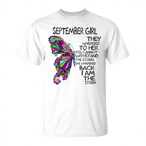 Camiseta con diseño de mariposa de September Girl, diseño I Am The Storm, unisex, para adultos, cuello redondo, manga corta, impresión digital - Product Image 2