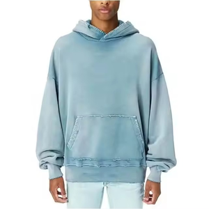 2025 nouvelle mode Streetwear Hip Hop lavage à l'acide à capuche personnalisé soleil délavé surdimensionné goutte épaule impression pull à capuche pour unisexe - Product Image 1