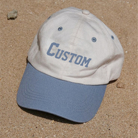 Casquette de baseball unisexe brodée 2 tons bleu blanc style européen, polyester/coton, casquette de plage sportive et formelle à 6 panneaux