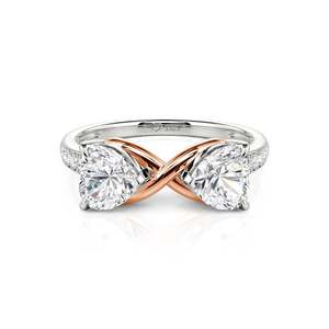 Jeulia Custom Double Heart Two-Tone Infinity <b>Ring</b>-<b>Adjustable</b> Gold Plated Fashion <b>Ring</b> - Product Image 1