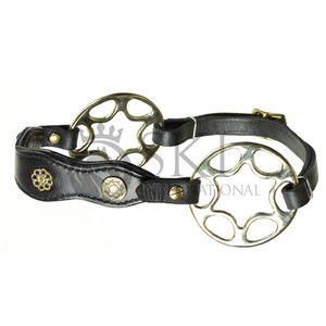 Personnalisable en cuir véritable noir marron Starwheel réglable Hackamore Bitless Horse Bit Boucles de rembourrage en fourrure Produit équestre - Product Image 3