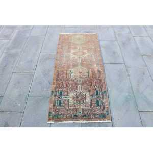 2.1x4.9 ft Small Turkish Vintage Rug, <b>Red</b> Ombr <b>Wool</b> Rug - Product Image 1