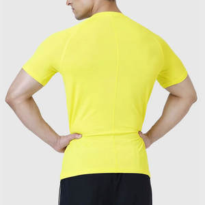 T-shirt de compression ajusté pour homme, vêtements de sport, couleur unie, séchage rapide, élasthanne extensible, t-shirt d'été - Product Image 4
