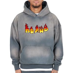 Sudadera con Capucha de Diseño Moderno, Gruesa, de Algodón Felpa, Estilo Vintage, Lavado Ácido, Decolorada por el Sol, Hombros Caídos, Sudadera de Invierno para Hombre - Product Image 1